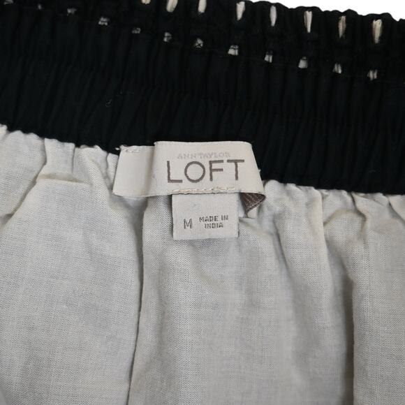 LOFT Womens M Black White Eyelet A-Line Skirt - Picture 6 of 7